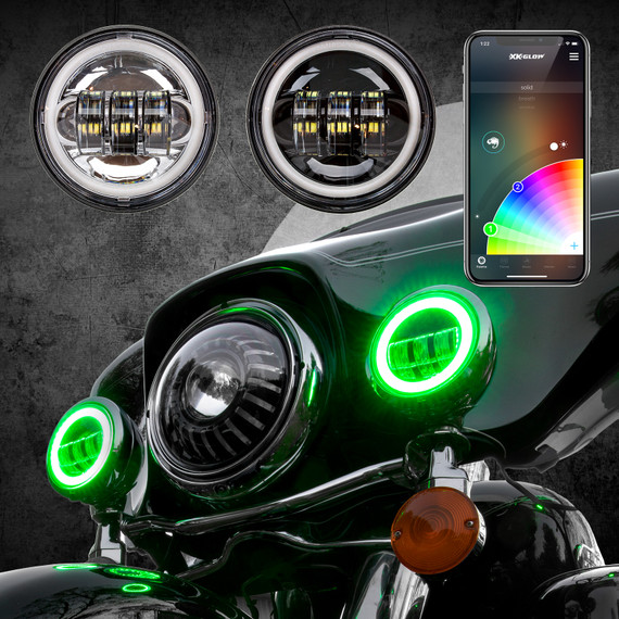 4.5in Chrome/Black Harley Running Light RGB XKchrome Bluetooth App Controlled Kit