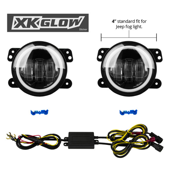 LED Fog Light Kit for Jeep Wrangler JK with White and Amber Halo