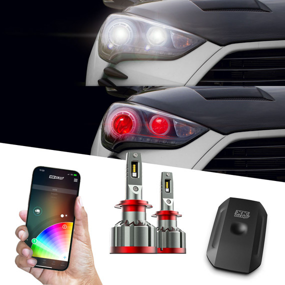 2-in-1 LED Headlight Kit + Multi-Color Devil/Demon Eye Headlights