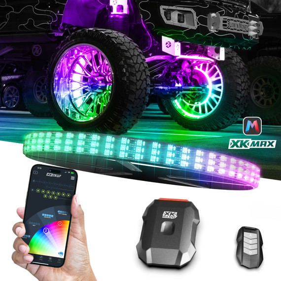 XKmax RGBW LED Wheel Ring Lights for Cars & Trucks | Bluetooth App-controlled