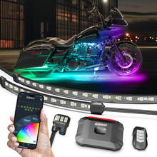 XKmax LED Motorcycle Underglow Light Kit w/ RGBW Color Chasing | App-controlled