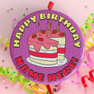 Personalised Happy Birthday Sponge Cake Badge Personalised Happy Birthday Sponge Cake Badge