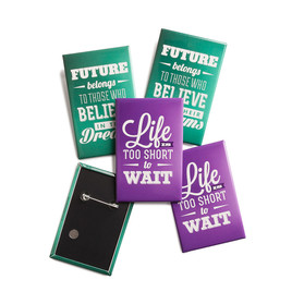 Promotional  45mm x 70mm Vertical Rectangle Badges Promotional  45mm x 70mm Vertical Rectangle Badges