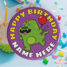 Personalised Happy Birthday Dinosaur Badge Personalised Happy Birthday Dinosaur Badge
