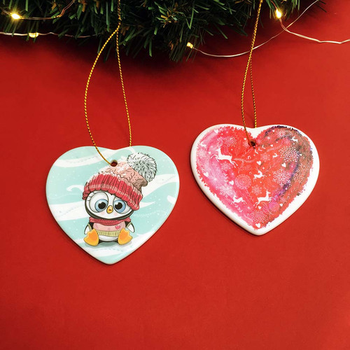Custom Printed Ceramic Heart Shaped Ornament  for Christmas