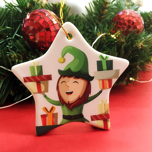 Custom Printed Ceramic Star Shaped Ornament  for Christmas