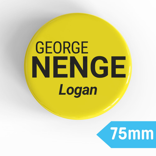 Create a batch of candidate campaign badges with your chosen colours, name and text
