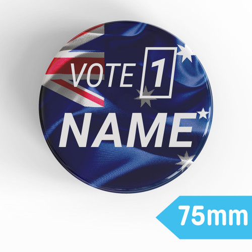 Create a batch of Vote 1 campaign badges with your chosen colours, name and text