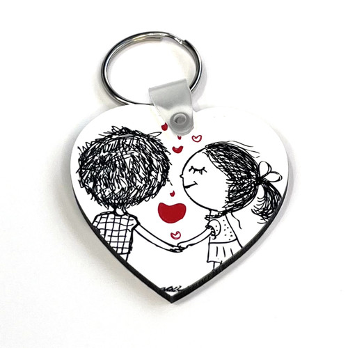 Custom Printed 50mm Heart Shaped Key Ring