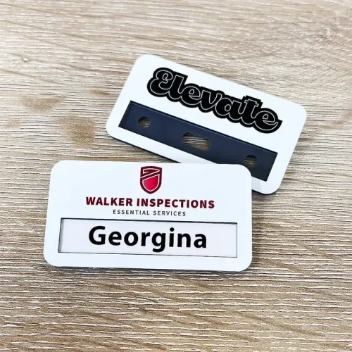 Reusable Name Badge with paper name insert 72 x 38mm White