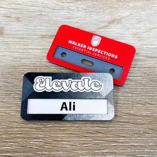 Reusable Name Badge with paper name insert 72 x 38mm Full Colour