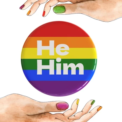 He Him Pronoun Badges 32mm Badges Pride Flag
