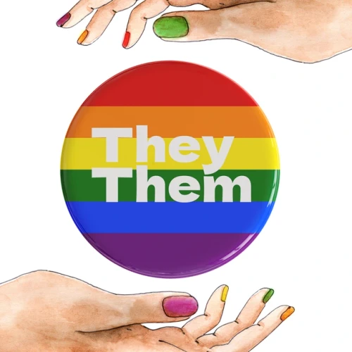 They Them Pronoun Badges 32mm Badges Pride Flag