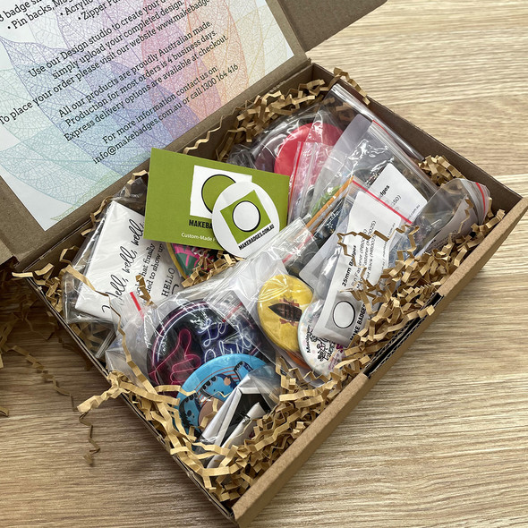 Make Badges Sample Pack box Make Badges Sample Pack box