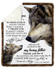 [Customized] To my Dad Love from Daughter Wolf| Cozy Premium Fleece Sherpa Woven Blanket