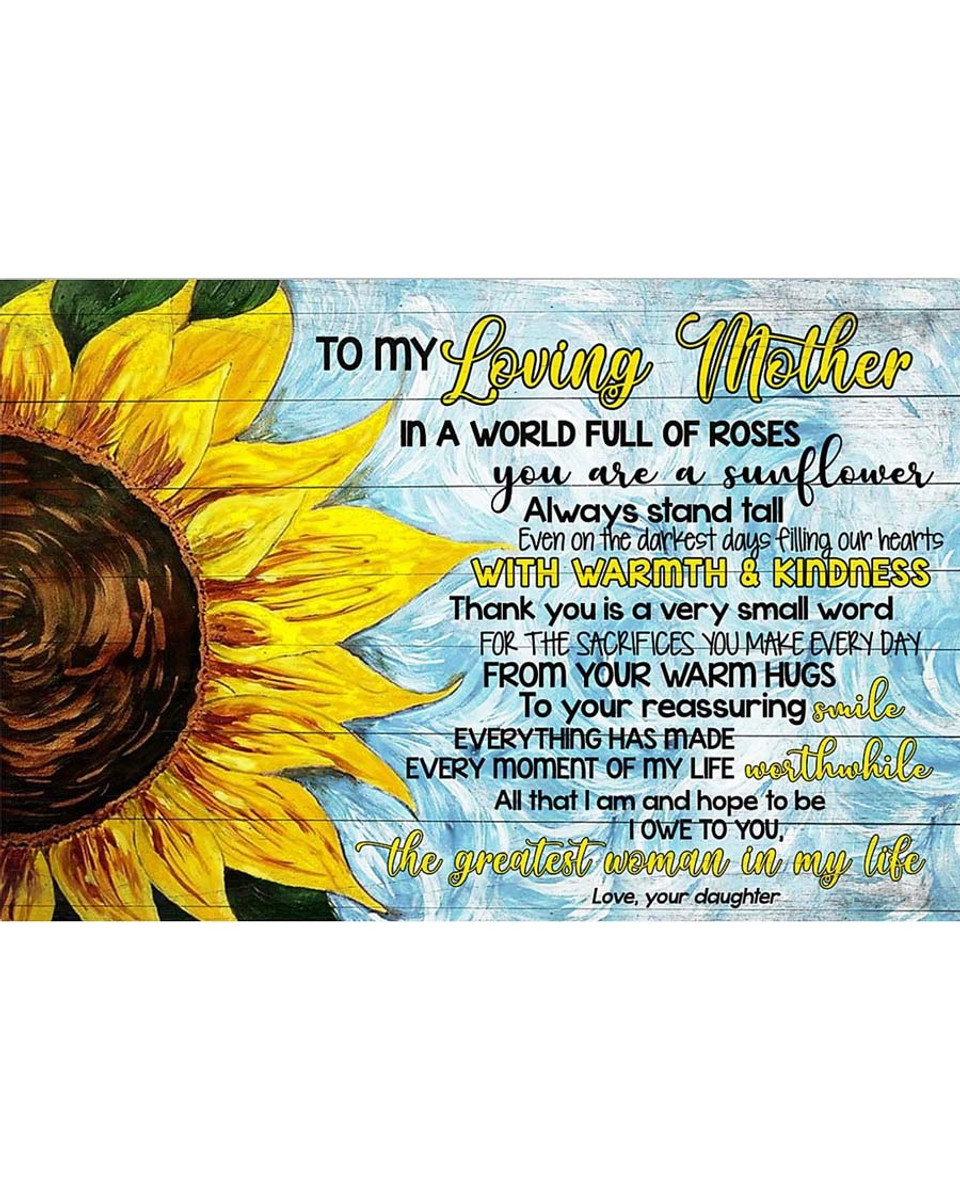 [Customized] To My Loving Mom Sunflower |Print Poster Wall Art Home Decor|Best Mother's Day Gift