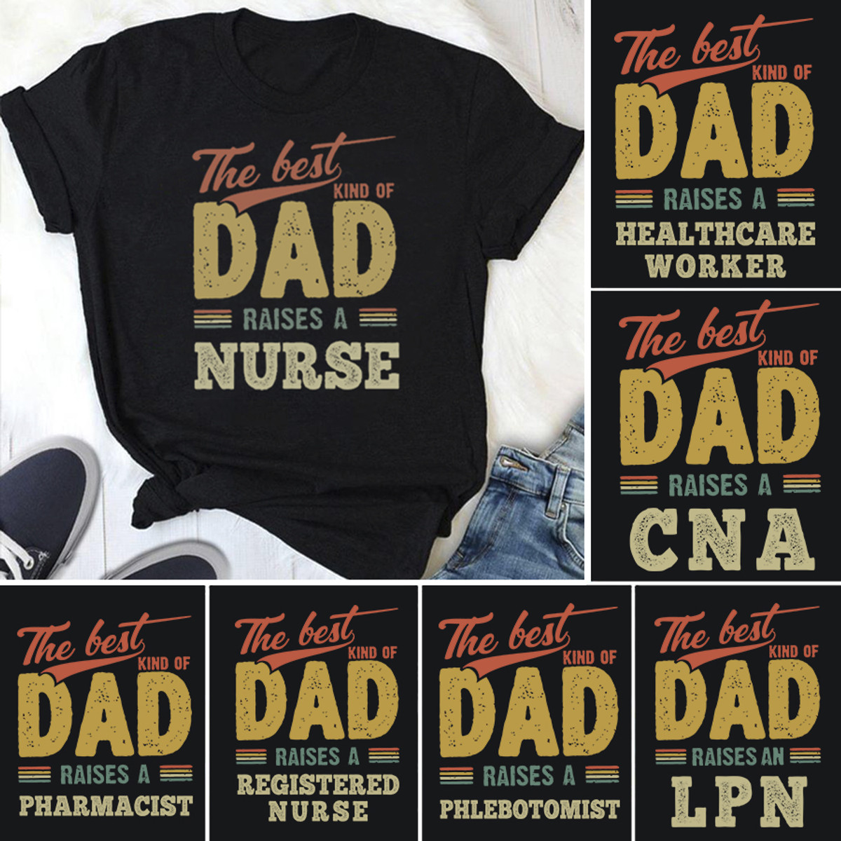 [Customized] Frontline Health Worker The Best kind of Dad raise a Short Sleeve T-shirt | For Men and Women | Gifteland