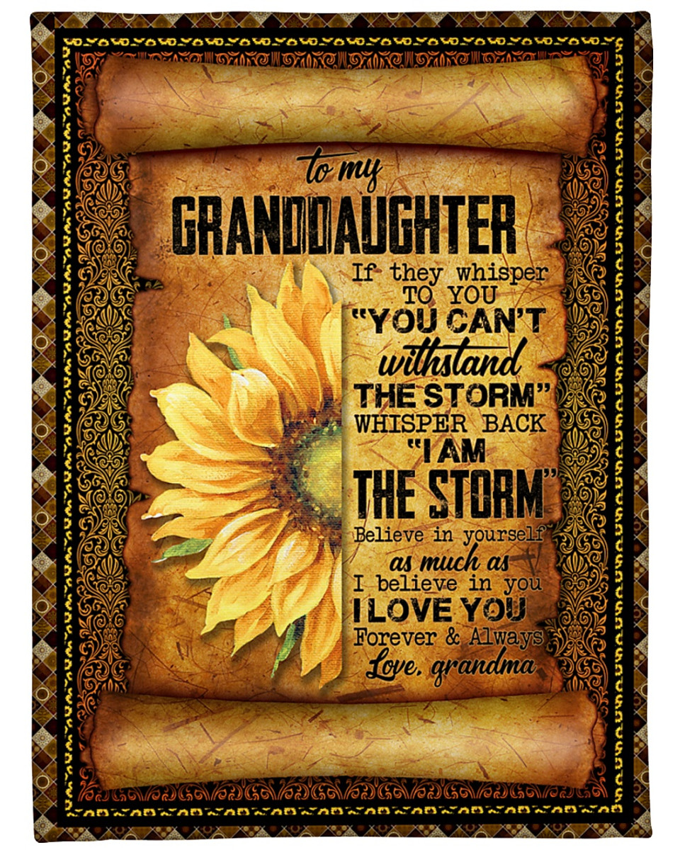 [Customized] To My Granddaughter Love From Grandma Sunflower| Cozy Premium Fleece Sherpa Woven Blanket