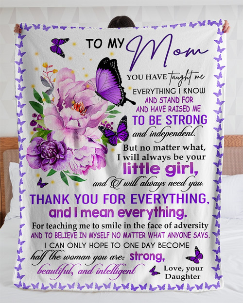 [Customized] To my Mom Love you Daughter BLANKET | Cozy Premium Fleece Sherpa Woven Blanket| Best gift for Mother's Day