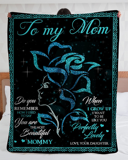 [Customized] To My mom from your Daughter with Love BLANKET | Cozy Premium Fleece Sherpa Woven Blanket| Best gift for Mother's Day