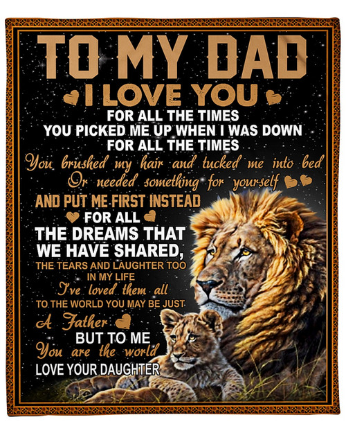 [Customized] To my Dad Love You are the World Lion King| Cozy Premium Fleece Sherpa Woven Blanket