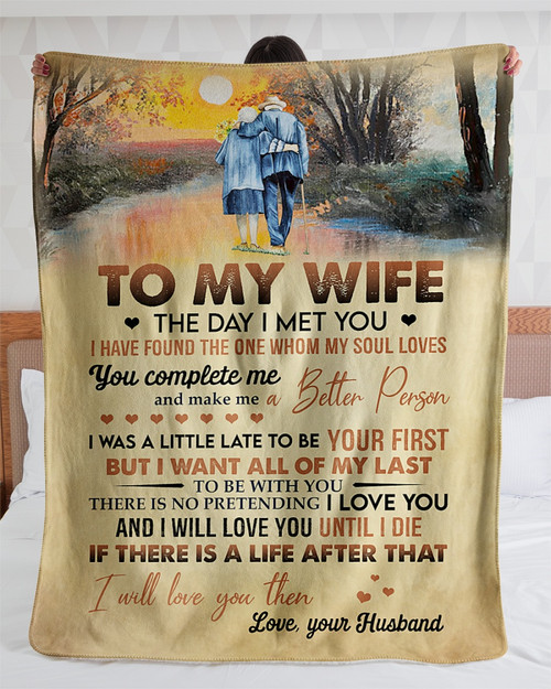 [Customized] To My Wife I Love You From Husband | Cozy Premium Fleece Sherpa Woven Blanket