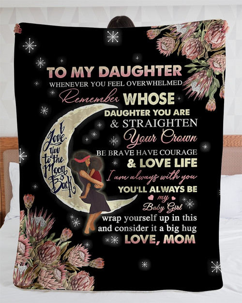 To Daughter From Mom Love You To The Moon And Back| Cozy Premium Fleece Sherpa Woven Blanket