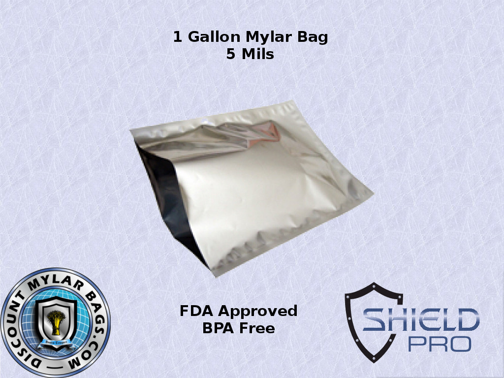 5 Mil (Per Side) 10"x14" (50 count) 1 Gallon Open Top Mylar® Bags Discount Mylar Bags
