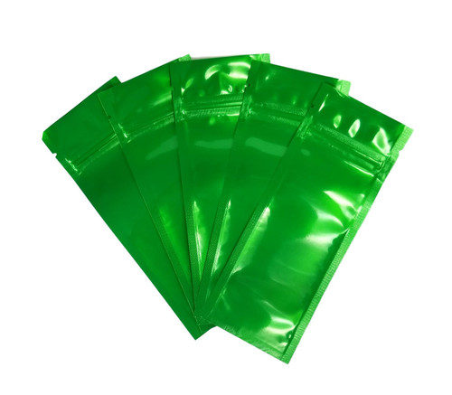 5 Mil 6"x2.5" (100 count) Green Zip Seal Mylar® Bag