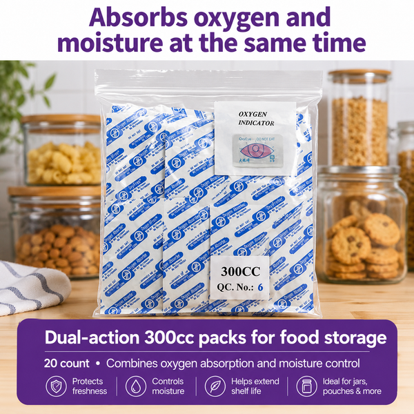 300cc Combo Paks:  Oxygen Absorber/Desiccant in One Pack! (New!)
