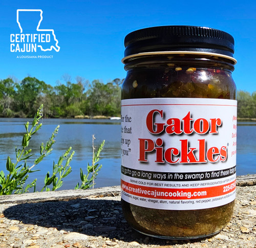 The taste may just make you eat the whole jar in one sitting. Just enough sweet and heat!  Seasoned with the fabulous Magic Swamp Dust.  Probably the BEST pickles you’ll ever eat! And each Gator Pickles item will be with the same great flavor.
A sweet and flavorful pickle with the "bite that slips up on you"
An experience you won't forget!