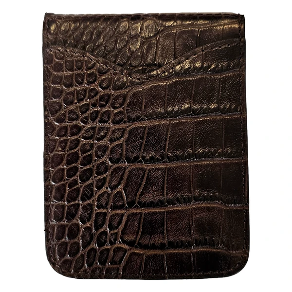 Genuine Alligator Front Pocket Clip Wallet - Chicory Brown