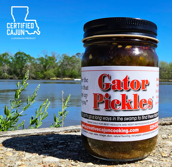 The taste may just make you eat the whole jar in one sitting. Just enough sweet and heat!  Seasoned with the fabulous Magic Swamp Dust.  Probably the BEST pickles you’ll ever eat! And each Gator Pickles item will be with the same great flavor.
A sweet and flavorful pickle with the "bite that slips up on you"
An experience you won't forget!