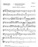 Bartok First Rhapsody for Violin and Orchestra SZ.87 score and parts
