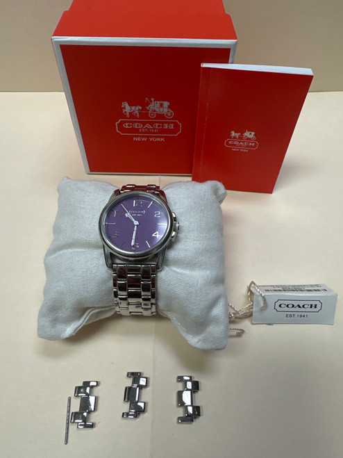 Coach watch  stainless with purple face