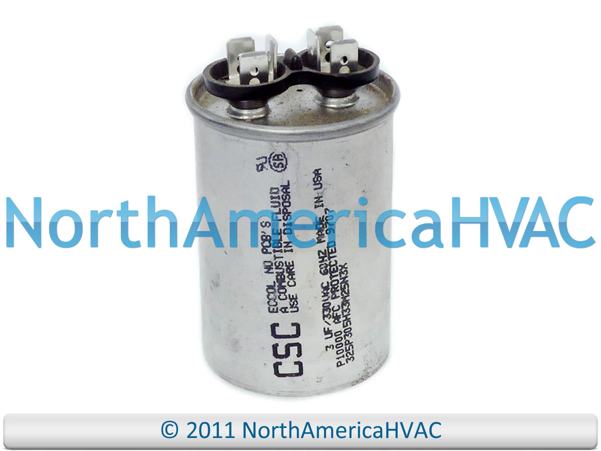 Round Motor Capacitor 3 uf MFD 330 vac Volt Fan Blower - North America HVAC
