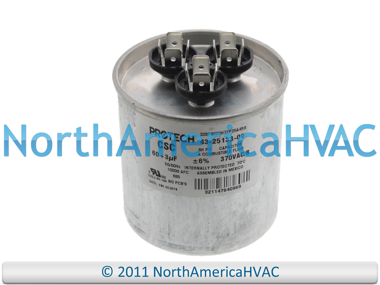 OEM Rheem Ruud Capacitor 60/3 370v Replaces 43-26261-31 43