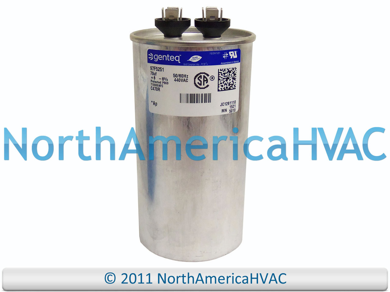35 uf MFD 370//440 Volt VAC fits American Standard # CPT443 CPT0443 ClimaTek Round Capacitor