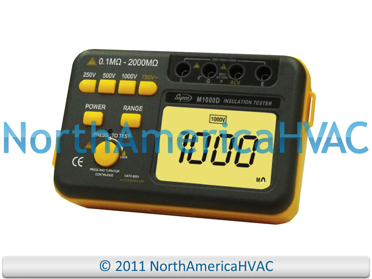 Supco M1000D Megohmmeter /AC Voltage / Digital Insulation Tester