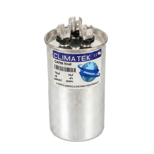 ClimaTek Round Dual Run Capacitor 75 + 10 MFD 370 440 Volt Replaces Supco CR75+10x370R