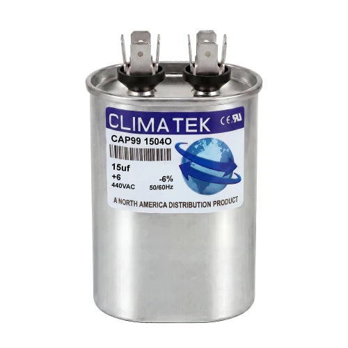 Climatek Motor Run Capacitor 15 uF MFD 440 Volt Oval Fits York 024-21006-700