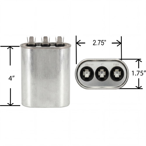 40/5 uf MFD Oval 370 / 440 Volt Capacitor Fits Lennox Armstrong Ducane 24P31