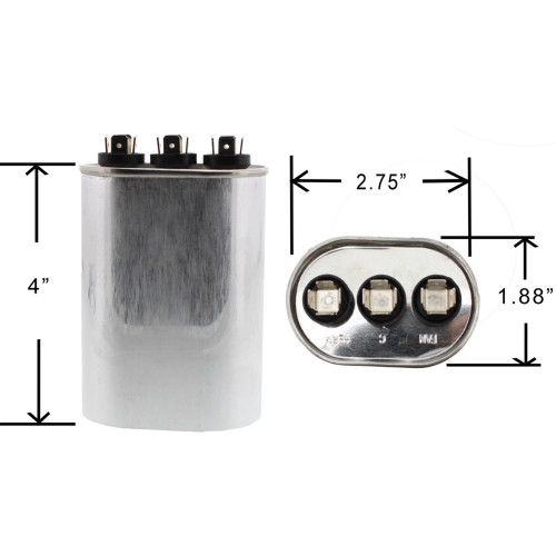 40/5 uf MFD Oval 370 / 440 Volt Capacitor Fits Lennox Armstrong Ducane 39H82