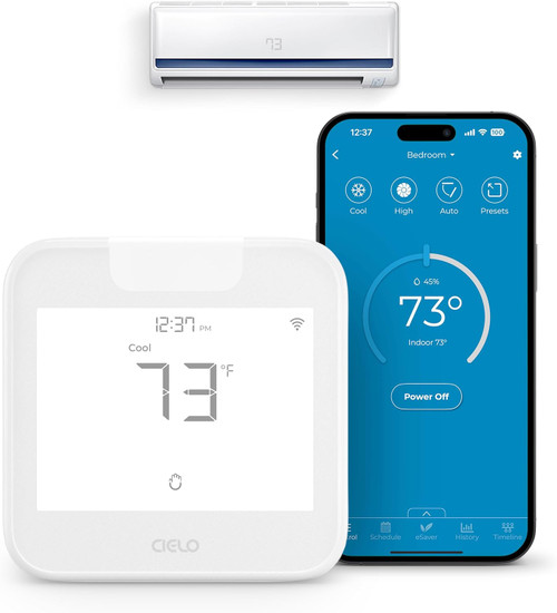 OEM Cielo Breez Max Smart Thermostat BM102WA (White) Mini-Split, Window, and Portable Units  | AI-Based Tech | Free App, No Subscription | Alexa, Google, IFTT