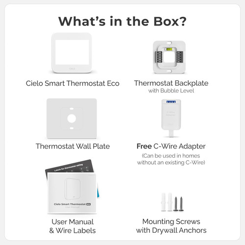 OEM TE101WA Cielo Smart Thermostat ECO (White) 4 Heat / 2 Cool, Free C-Wire Adapter, Not for Mini Splits