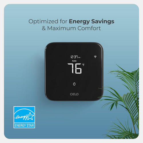 OEM TE102WA Cielo Smart Thermostat ECO (Black) 4 Heat / 2 Cool, Free C-Wire Adapter, Not for Mini Splits