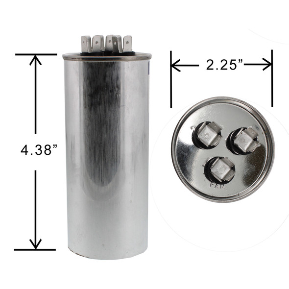 RA2000-44-505-556 - 55/5 uf MFD 440 Volt ClimaTek Capacitor Replaces Amrad