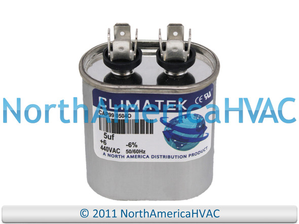 Climatek Motor Run Capacitor 5 uF MFD 440 Volt Oval Fits York S1-02420062000