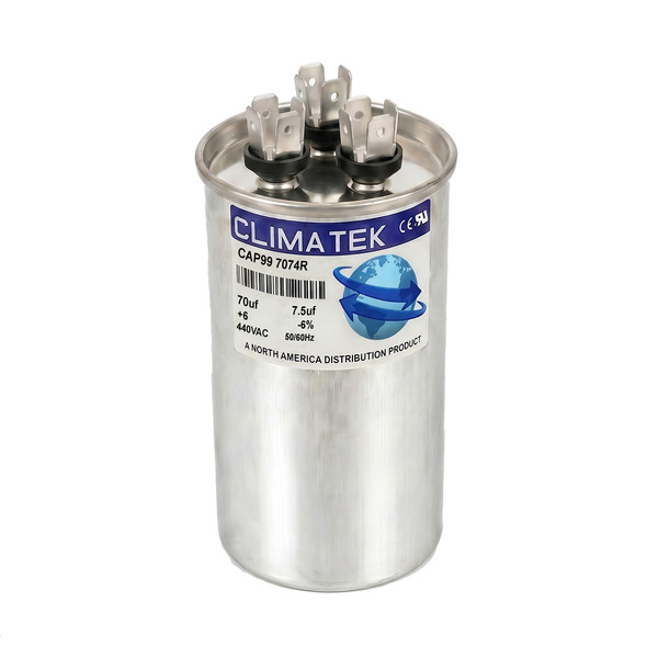 Climatek Run Capacitor 70+7.5 uF 440 Volt Round Fits Lennox 10033520 100335-20