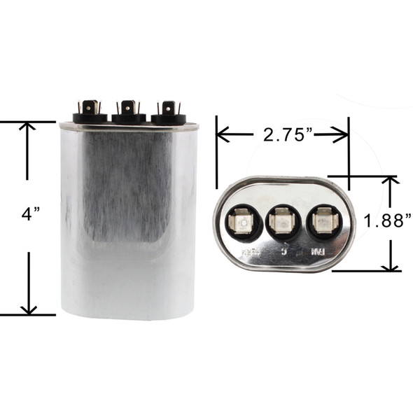 35/5 uf MFD Oval 370 / 440 Volt Capacitor Fits Lennox Armstrong Ducane 53H2401